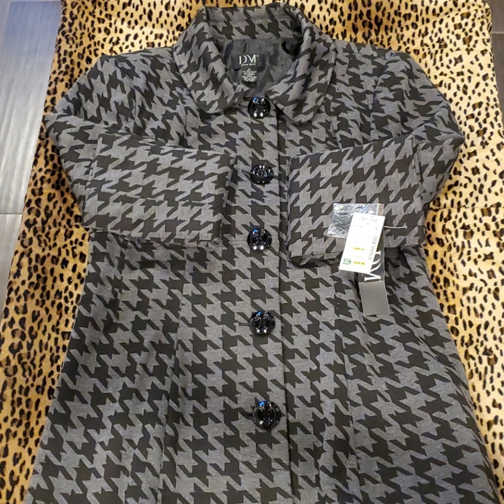 Donna Moore Black/Grey Chevron Coat Sz M - Picture 8 of 8